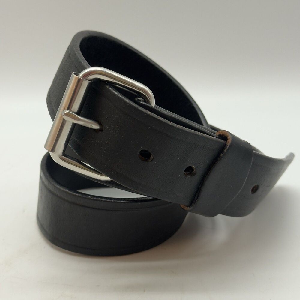 Brenneman's Leather Goods USA 570 Belt Men's size 40 Black Silver Roller Buckle